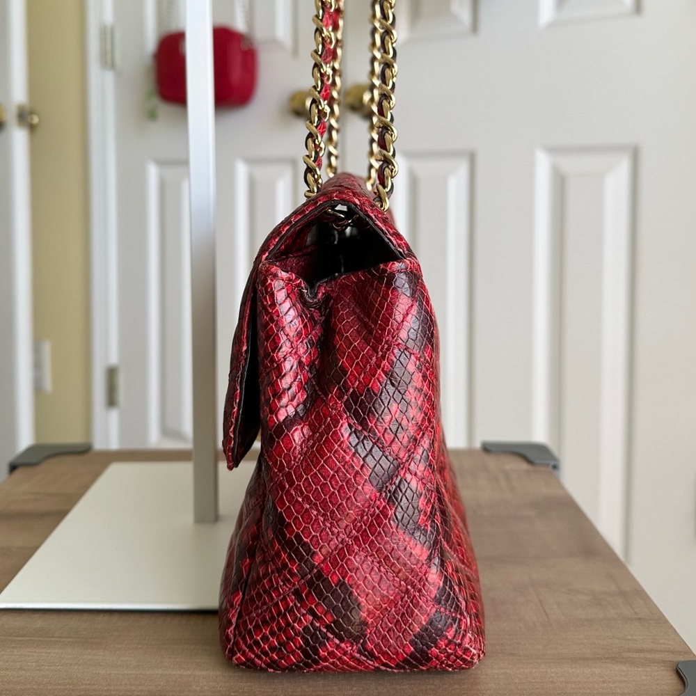 #43. Michael Kors Sloan Large QuiltedEmbossed-Leather ShoulderBag, RedSnakePrint - Picture 6 of 15